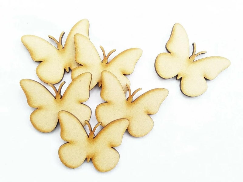 Curious Button Pack of 20 Wooden MDF Butterfly Shape Cutouts | 2 Inch Wooden Craft Blanks for DIY Projects | Unfinished Wood Ornament for Painting, Kids Art & Scrapbooking | - Image 1