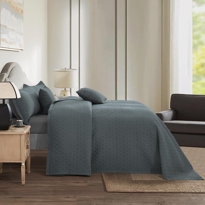 Blythease Oversized King Bedspread 128x120 Extra Wide, Modern & Contemporary Look, Lightweight Bedding Cover, Reversible, 5 Piece, 100% Microfiber, Silver Grey - Image 4
