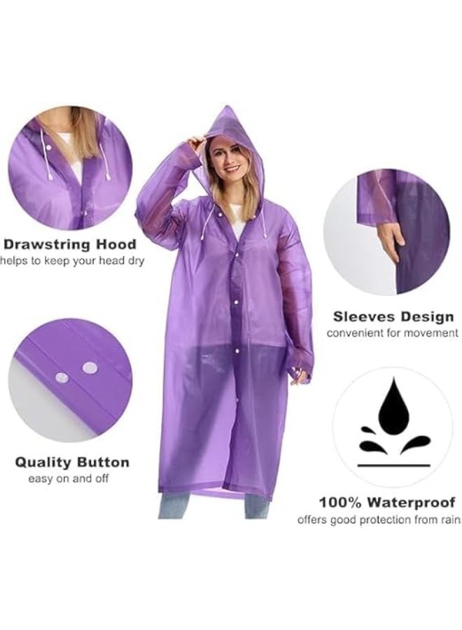 Reusable adult EVA waterproof raincoat with a portable and packable design for travel, camping, and outdoor activities; long, thick rain jacket for men and women. - Image 3