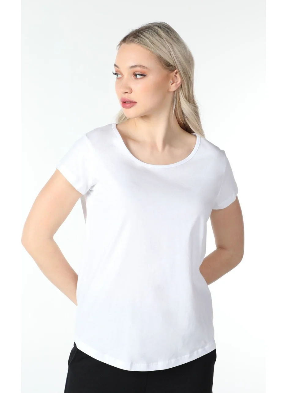 Defy'S Women's Short Sleeve Boat Neck T-Shirt White