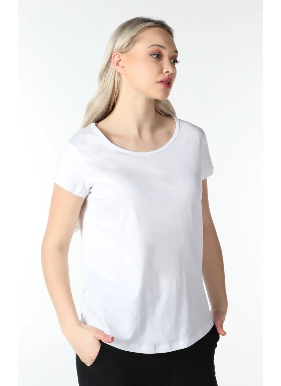 Defy'S Women's Short Sleeve Boat Neck T-Shirt White