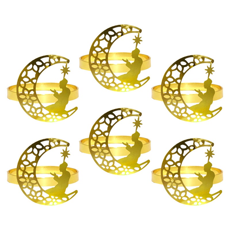 6pcs Napkin Buckle Eid Mubarak Napkin Holder Decorative Serviette Holder - Image 1