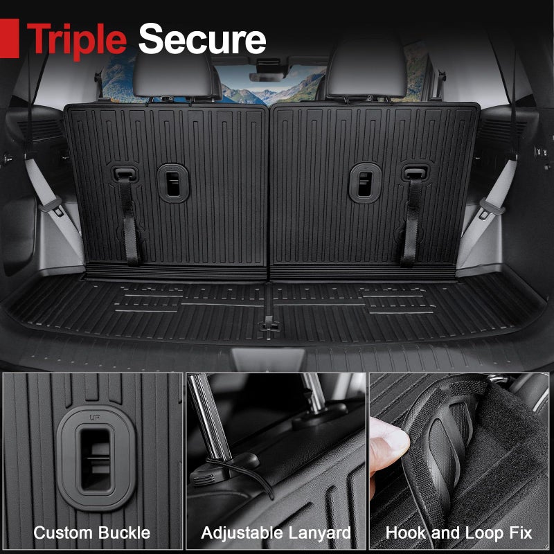 HOUCLEMIC Floor Mats for 2024 2025 2026 Hyundai Santa Fe (Fit Hybrid and Gas), TPE All Weather Protection Durable Trunk Cargo Mat with Backrest Mat for Hyundai Santa Fe - Image 5