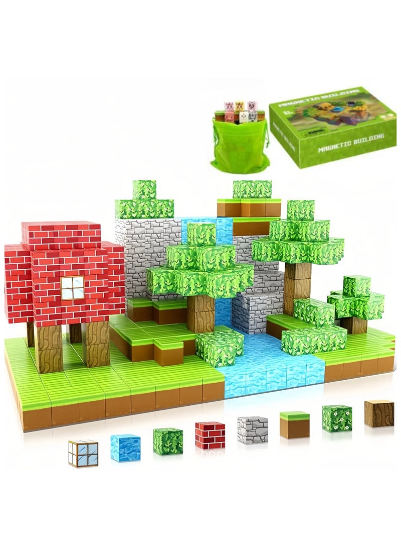 Western 108PCS Magnetic Blocks-Build Mine Magnet World Set for Boys & Girls Age 3-5 6-8, STEM Sensory Toys for Toddlers Gifts for 3+ Years Old Girls Boys,2cm Magnet Cubes Classroom Must Haves Construction Toys - Image 1