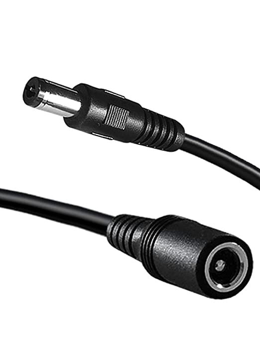 KEBILSHOP KEBILSHOP Dc Male to Female PowerAdapter Extension Cable dc Plug Extension Cord 55mm x 21mm 12v Extension for CCTVLED Strip 2 M65 FeetBlack  - Image 1