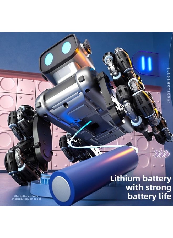 Generic - Eight Wheel Stunt Mechanical Dog Intelligent Remote Control Robot Dog Remote Control Car Hand Control Drift Gesture Induction Pet Dog Gift-Color:Black And Blue Remote Control Robot Dog [handle + Eight-wheel Stunts + Music And Lighting] Color Box-Specifications:[standard Single Battery] 1 Set Of Lithium Batteries + Remote Control Car Battery + Screwdriver + Lifetime Warranty - Image 1