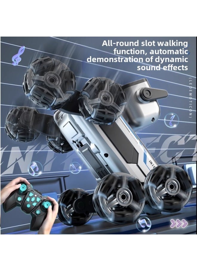 Generic - Eight Wheel Stunt Mechanical Dog Intelligent Remote Control Robot Dog Remote Control Car Hand Control Drift Gesture Induction Pet Dog Gift-Color:Black And Blue Remote Control Robot Dog [handle + Eight-wheel Stunts + Music And Lighting] Color Box-Specifications:[standard Single Battery] 1 Set Of Lithium Batteries + Remote Control Car Battery + Screwdriver + Lifetime Warranty - Image 1