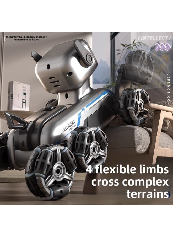 Generic - Eight Wheel Stunt Mechanical Dog Intelligent Remote Control Robot Dog Remote Control Car Hand Control Drift Gesture Induction Pet Dog Gift-Color:Black And Blue Remote Control Robot Dog [handle + Eight-wheel Stunts + Music And Lighting] Color Box-Specifications:[standard Single Battery] 1 Set Of Lithium Batteries + Remote Control Car Battery + Screwdriver + Lifetime Warranty - Image 1