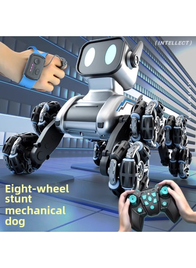 Generic - Eight Wheel Stunt Mechanical Dog Intelligent Remote Control Robot Dog Remote Control Car Hand Control Drift Gesture Induction Pet Dog Gift-Color:Black And Blue Remote Control Robot Dog [handle + Eight-wheel Stunts + Music And Lighting] Color Box-Specifications:[standard Single Battery] 1 Set Of Lithium Batteries + Remote Control Car Battery + Screwdriver + Lifetime Warranty - Image 1