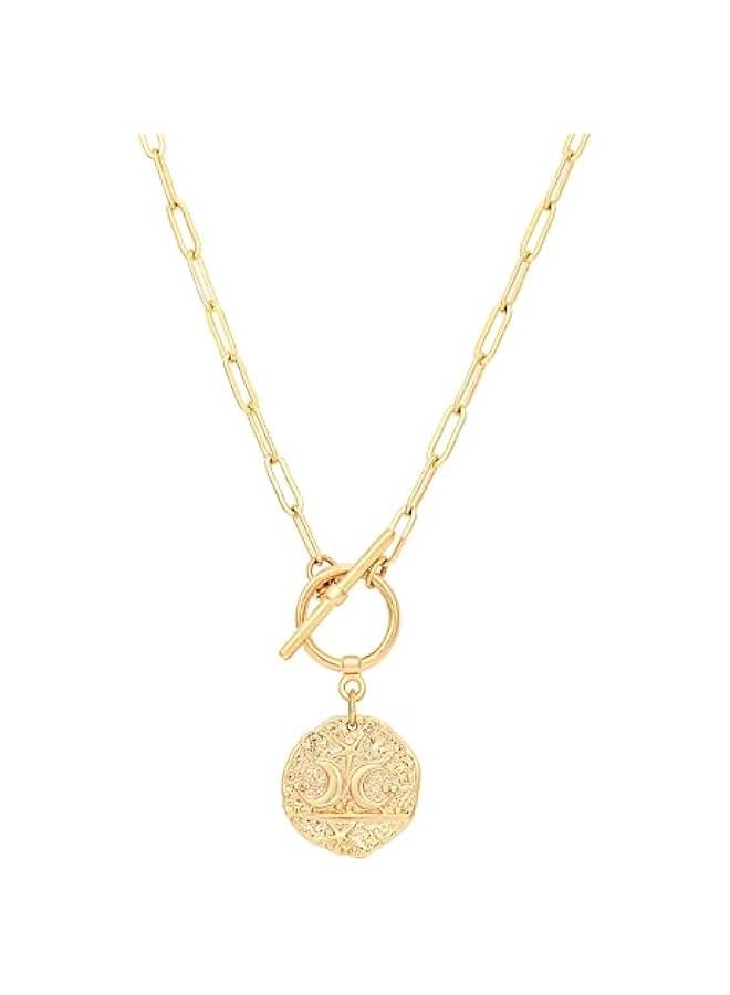 18K Gold Moon Star Lion Evil Eye Love Heart Cross Pendant Necklace Medallion Paperclip Chian Choker Layering Jewery for Women - Image 1