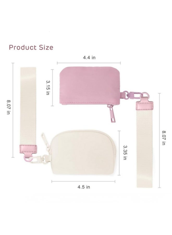 1pcs Mini Zip Around Wristlet Wallet Dual Pouch Detachable Keychain Coin Purse Zipper Card Change Holder Stylish Small Pocket Wallet Gifts for Women for Travel Outdoor Daily Use - Image 2