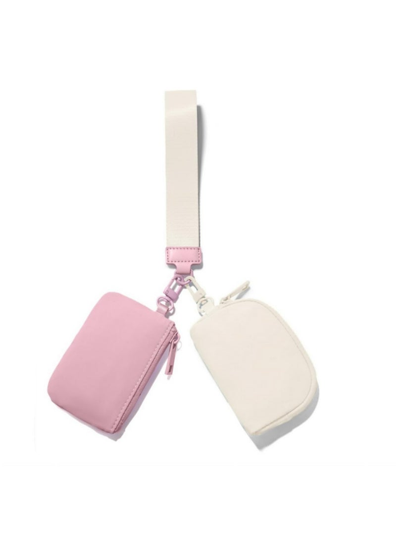 1pcs Mini Zip Around Wristlet Wallet Dual Pouch Detachable Keychain Coin Purse Zipper Card Change Holder Stylish Small Pocket Wallet Gifts for Women for Travel Outdoor Daily Use - Image 1