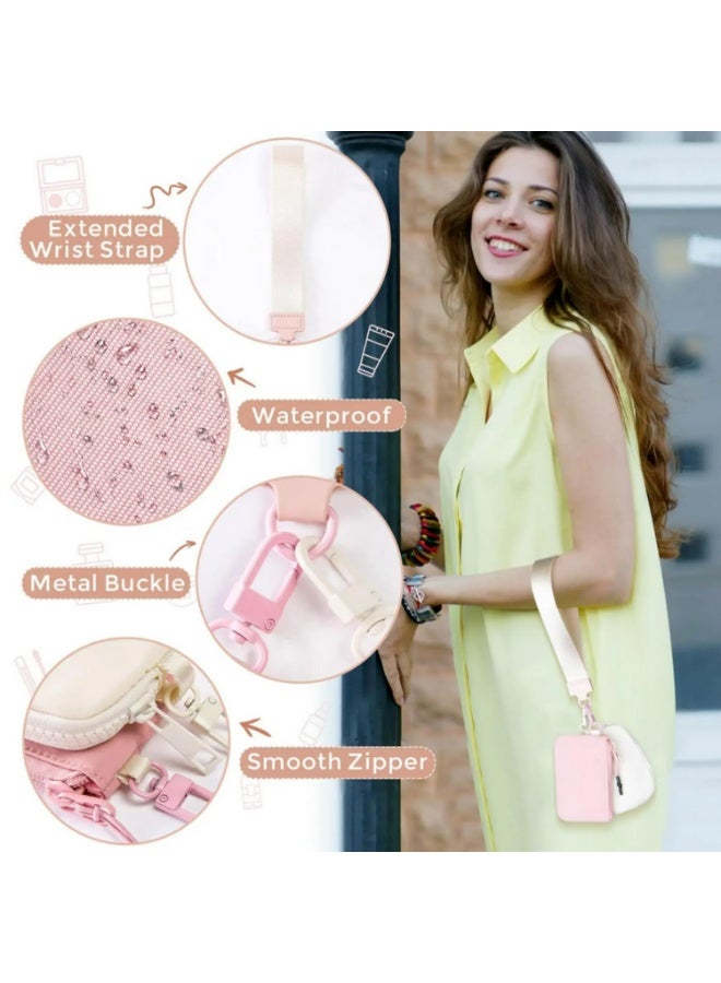 1pcs Mini Zip Around Wristlet Wallet Dual Pouch Detachable Keychain Coin Purse Zipper Card Change Holder Stylish Small Pocket Wallet Gifts for Women for Travel Outdoor Daily Use - Image 5