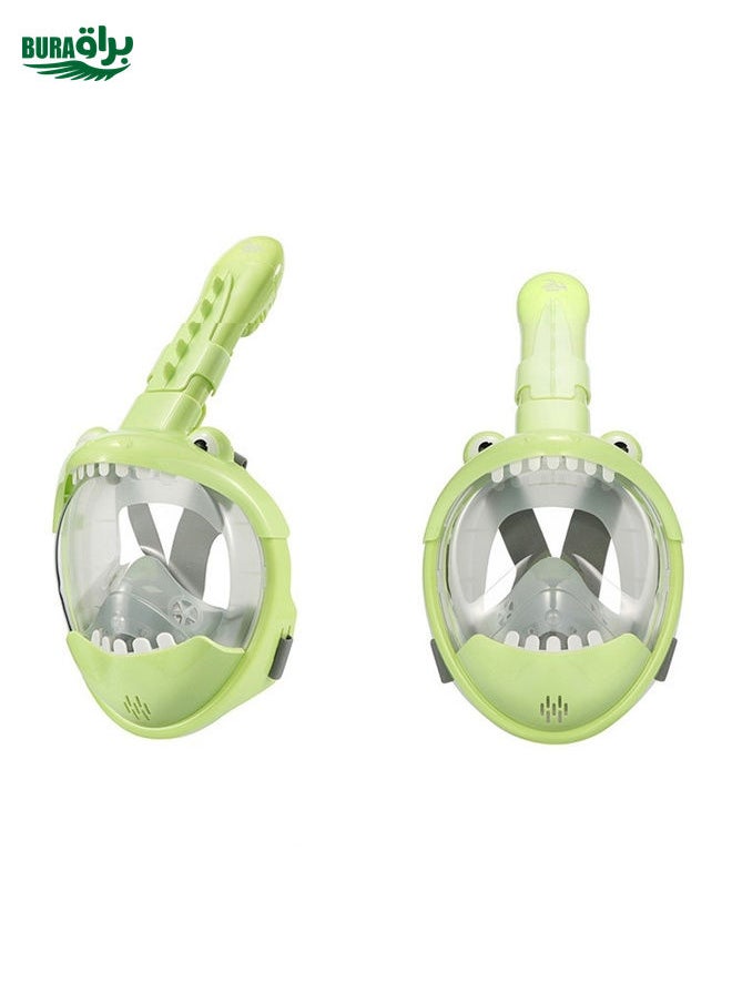 BURAQ - Cartoon Kids Full Dry Diving Mask Swimming Anti-Fog Snorkeling Mask, Size: XS(Dinosaur) - Image 1