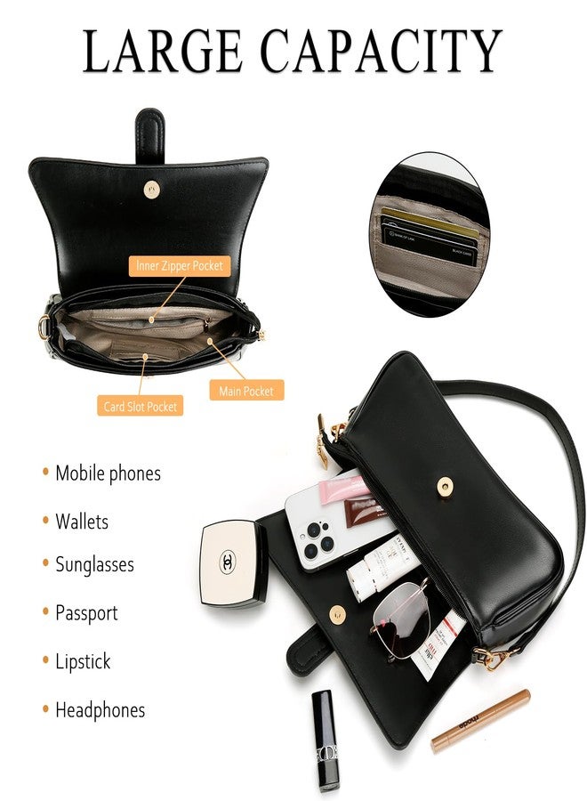 kkxiu Shoulder Bag for Women Hobo Purses and Handbags Retro Clutch Underarm Bag, Black - Image 2