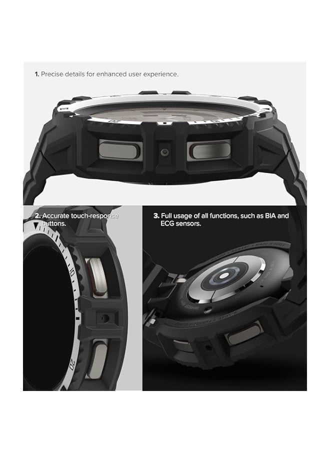Ringke Fusion-X Guard [Watch Band + Case] Compatible with Samsung Galaxy Watch 5 Pro Band with Case (2022) Shockproof Rugged Cover with Strap Designed for Galaxy Watch 5 Pro (White (Black Index))