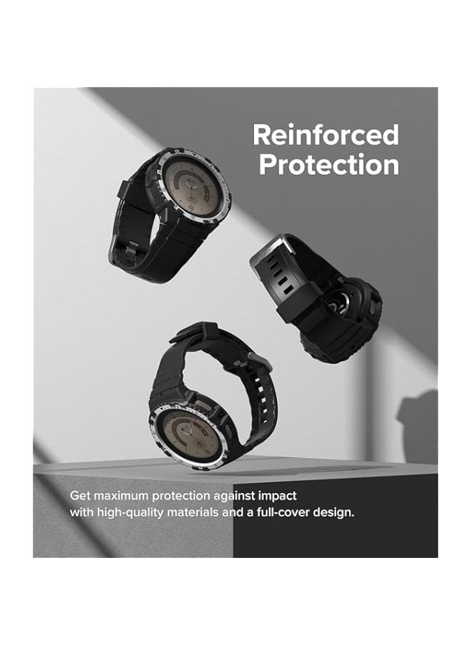 Ringke Fusion-X Guard [Watch Band + Case] Compatible with Samsung Galaxy Watch 5 Pro Band with Case (2022) Shockproof Rugged Cover with Strap Designed for Galaxy Watch 5 Pro (White (Black Index))