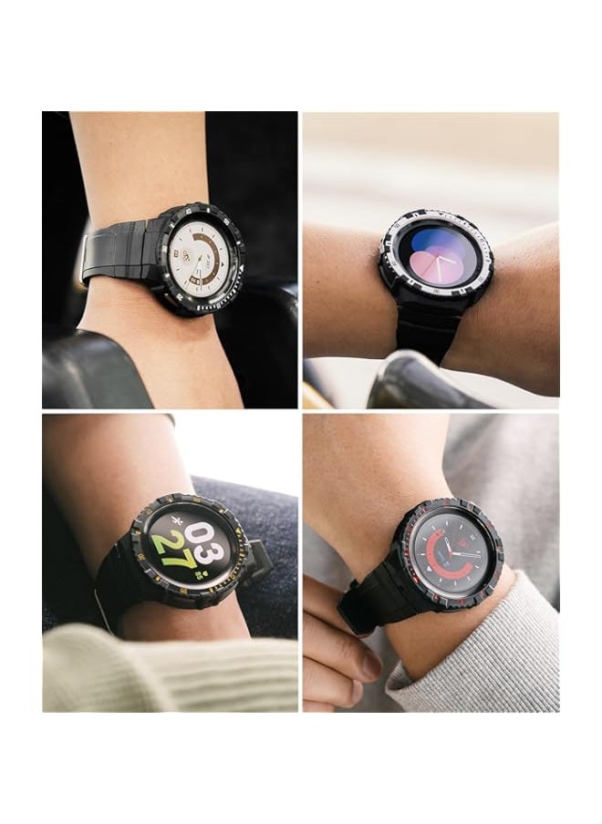 Ringke Fusion-X Guard [Watch Band + Case] Compatible with Samsung Galaxy Watch 5 Pro Band with Case (2022) Shockproof Rugged Cover with Strap Designed for Galaxy Watch 5 Pro (White (Black Index))