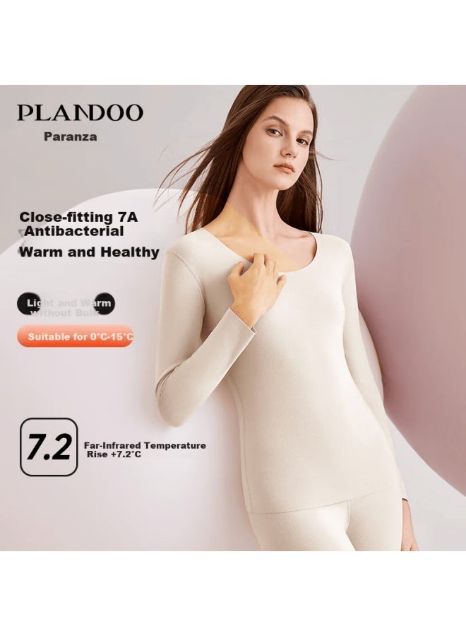 PLANDOO Palando Light Warm Skin Care Thermal Underwear Set For Women, Autumn Heat-generating Fleece Seamless Warm Set, 2XL - Image 2