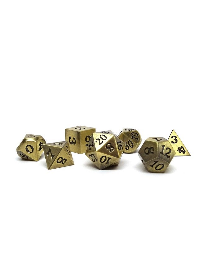 Easy Roller Dice Co. مجموعة نرد معدني أسطوري مكونة من 7 قطع بتصميمات برونزية وذهبية وفضية ونحاسية مع خط مميز (برونزي أسطوري) - Image 1