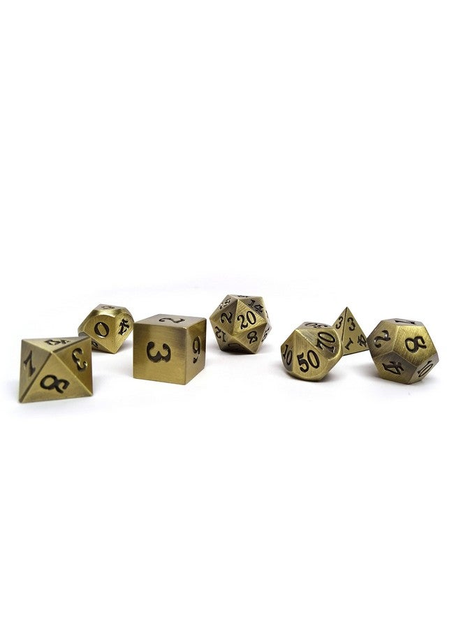 Easy Roller Dice Co. مجموعة نرد معدني أسطوري مكونة من 7 قطع بتصميمات برونزية وذهبية وفضية ونحاسية مع خط مميز (برونزي أسطوري) - Image 4