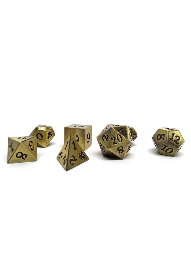 Easy Roller Dice Co. مجموعة نرد معدني أسطوري مكونة من 7 قطع بتصميمات برونزية وذهبية وفضية ونحاسية مع خط مميز (برونزي أسطوري) - Image 3
