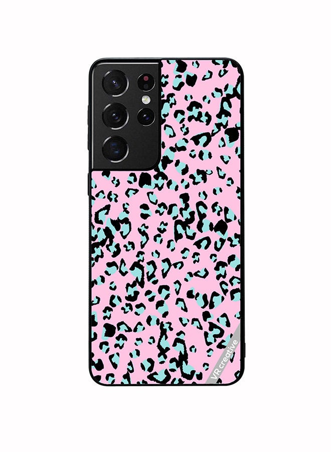 VR CREATIVE Protective Case Cover For Samsung Galaxy S21 Ultra 5G Pink Leopard Print Design Animal Skin Pattern Vector Illustration Design Multicolour - Image 1