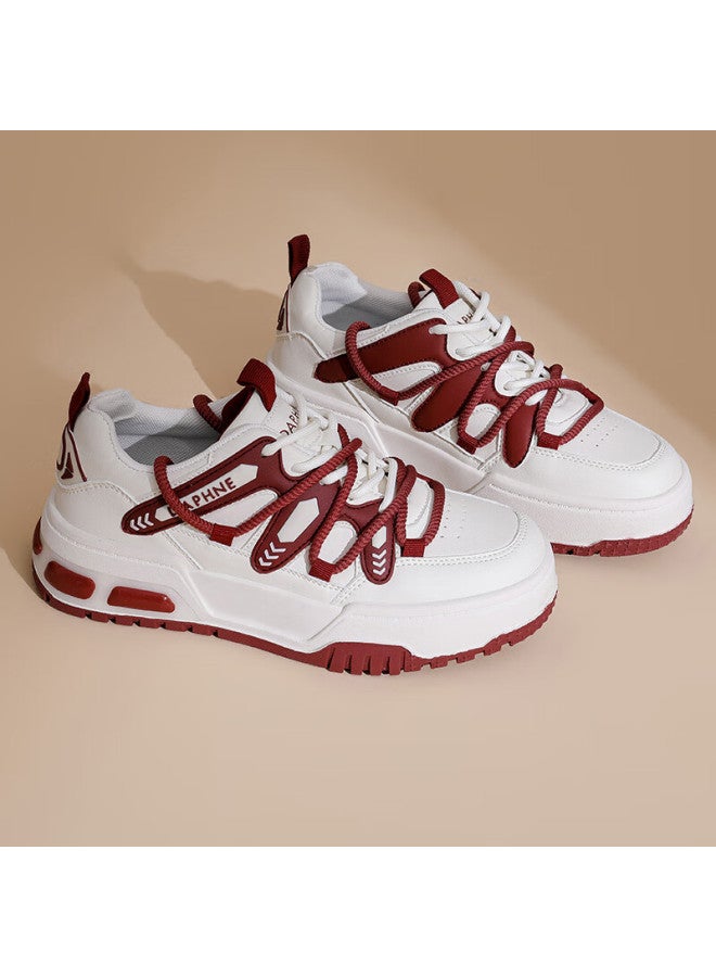 Daphne Casual Color Block Platform Sneakers Women's Fashion White Shoes Red Size 39 - Image 2