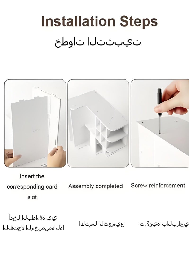 منظم سطح مكتب مع حامل أقلام مائل، خزانة كتب ودرج لمستلزمات المكتب، منزلي، أبيض - Image 3