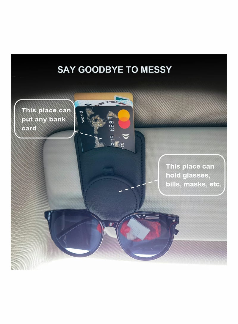 Sunglass Holder for Car Visor,Adsorption Sunglasses Holder Clip for Storing Glasses Card Mask, for Car Visor (Black) - Image 2