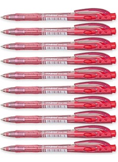 STABILO liner  Retractable Ballpoint Pen  Fine  Pack of 10  Red