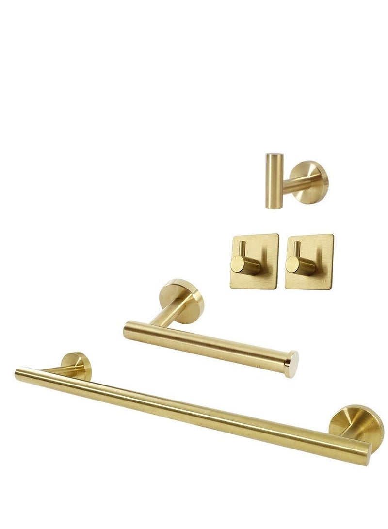 الفولاذ المقاوم للصدأ منشفة الرف مجموعة تضم ممدود منديل الشريط + حامل ورق التواليت + 3 رداء منشفة هوك اكسسوارات الحمام منشفة الشريط مجموعة - Image 1