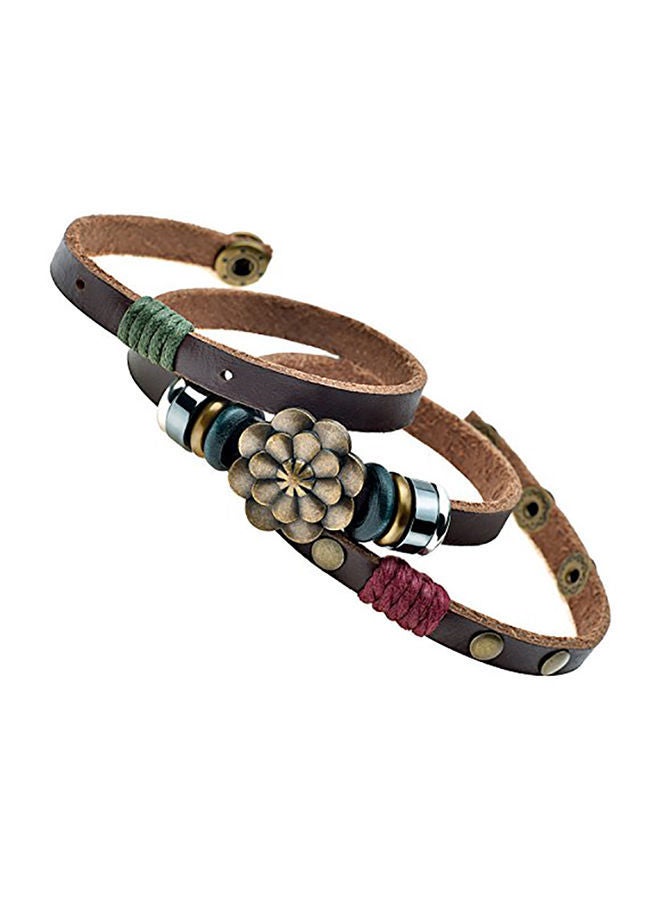 NIBEMINENT Alloy Lucky Lotus Flower Snap Button Wrap Bracelet 