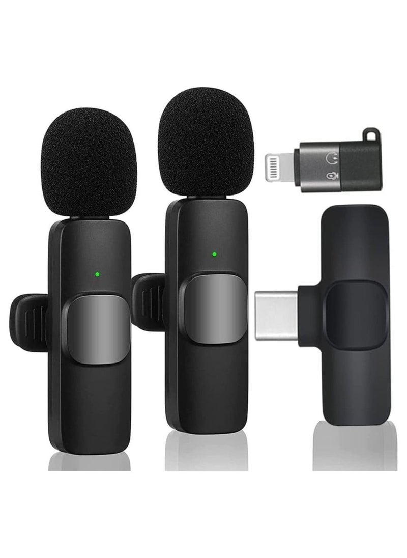 Professional Wireless Lavalier Microphone (2 Pcs) | Ideal for USB-C, IPhone, Smartphones, IPads and Macs with USB-C port, Android devices, laptops with USB-C Port | Auto Noise Reduction - Image 1