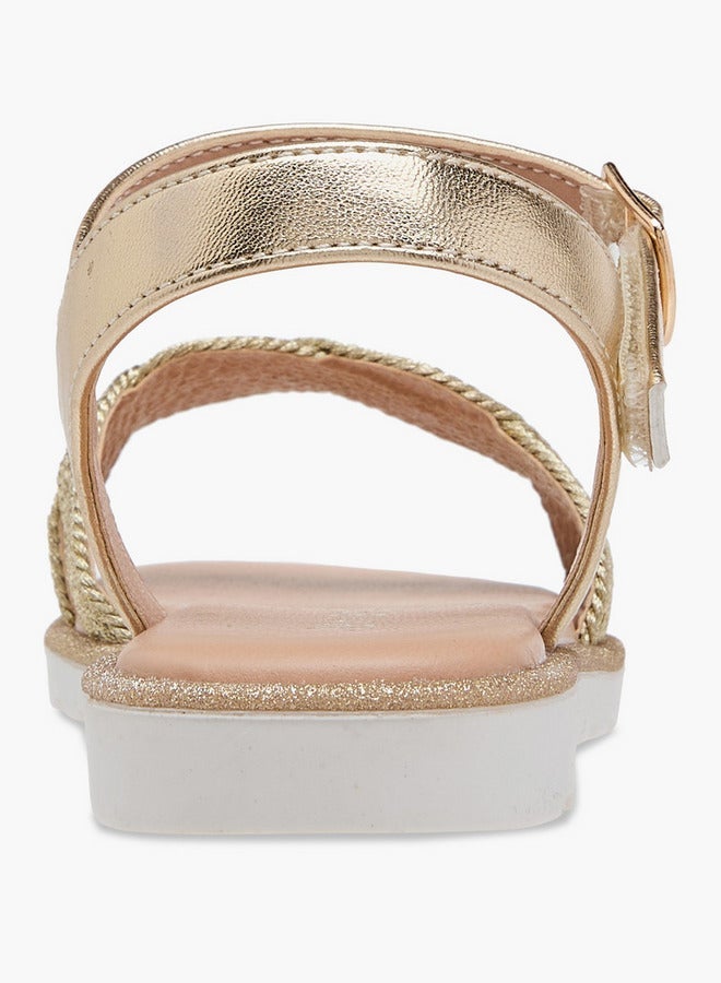 جونيورز صنادل بناتي مفتوحة من الأمام بنقوش وإغلاق بشريط لاصق - Image 4