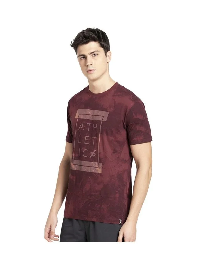 Jockey Burgundy AOP Men Regular Fit Round Neck Half Sleeved T Shirt for Men | Best Price UAE