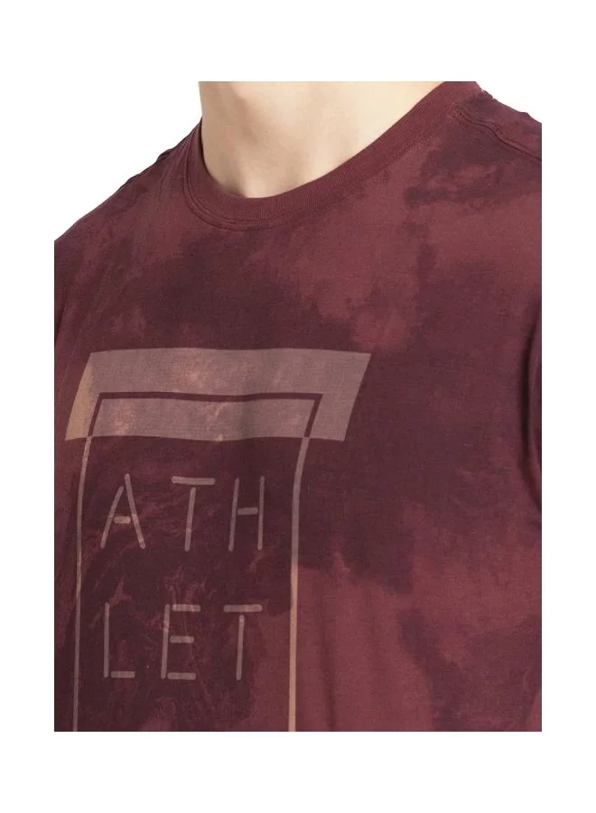 Jockey Burgundy AOP Men Regular Fit Round Neck Half Sleeved T Shirt for Men | Best Price UAE