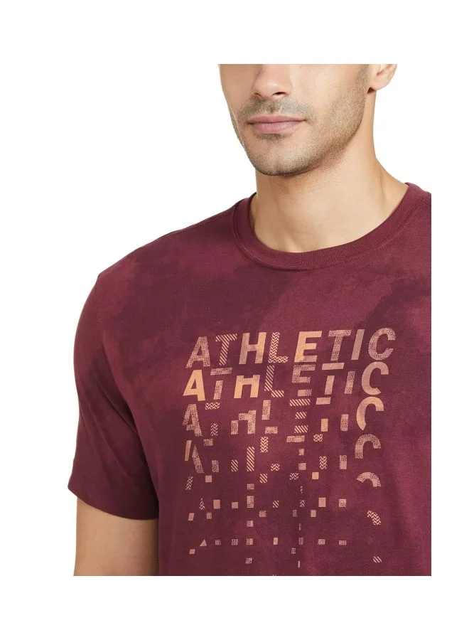 Jockey Burgundy AOP Men Regular Fit Round Neck Half Sleeved T Shirt for Men | Best Price UAE