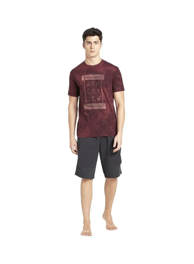 Jockey Burgundy AOP Men Regular Fit Round Neck Half Sleeved T Shirt for Men | Best Price UAE