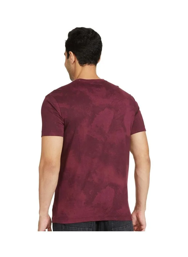 Jockey Burgundy AOP Men Regular Fit Round Neck Half Sleeved T Shirt for Men | Best Price UAE
