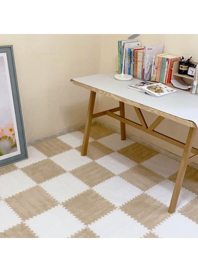 GGEROU - 12Pcs Interlocking Foam Mats, Fluffy Carpet Tiles, Plush Area Rug, Square Splicing Floor Tiles, Soft Playmat Puzzle Floor Mat for Play Room, White 30*30*1cm - Image 1