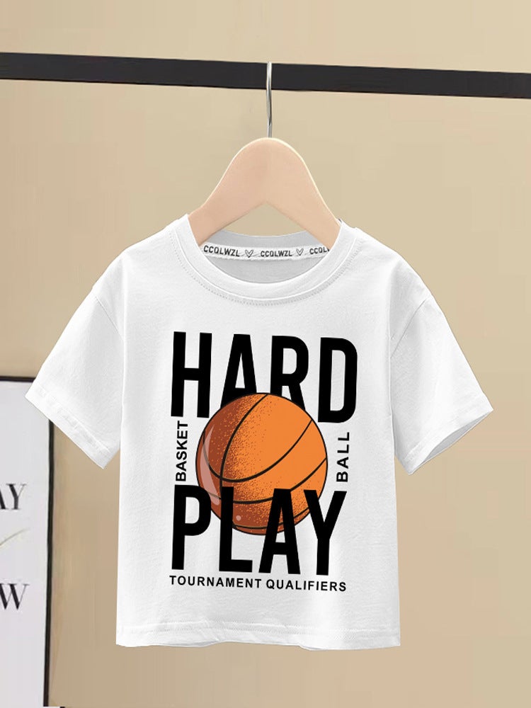 Boys' Short-Sleeved T-Shirt 2024 Children'S Cotton Crewneck Top Boys' Big Kids Loose Western-Style Ins Hong Kong Style - Image 3