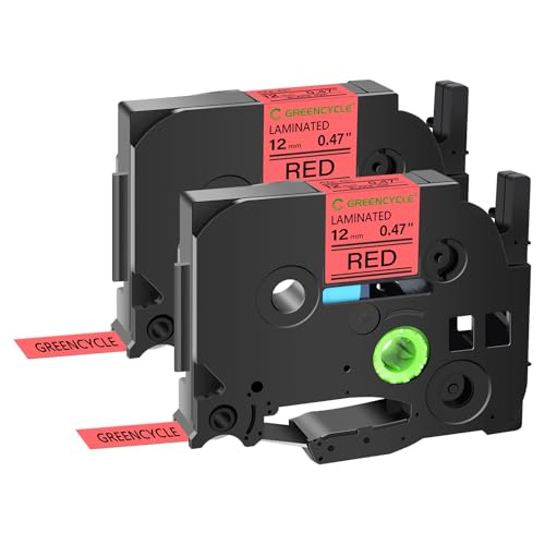 GREENCYCLE 2-Pack Compatible for Ptouch TZe-431 TZ-431 AZE-431 1/2 inch 12mm 0.47'' Laminated Red Label Tapes Black on Red AZe TZ Tape for PT-D210 PT-D600 PT-H100 Label Maker Tape - Image 1