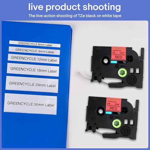 GREENCYCLE 2-Pack Compatible for Ptouch TZe-431 TZ-431 AZE-431 1/2 inch 12mm 0.47'' Laminated Red Label Tapes Black on Red AZe TZ Tape for PT-D210 PT-D600 PT-H100 Label Maker Tape - Image 3