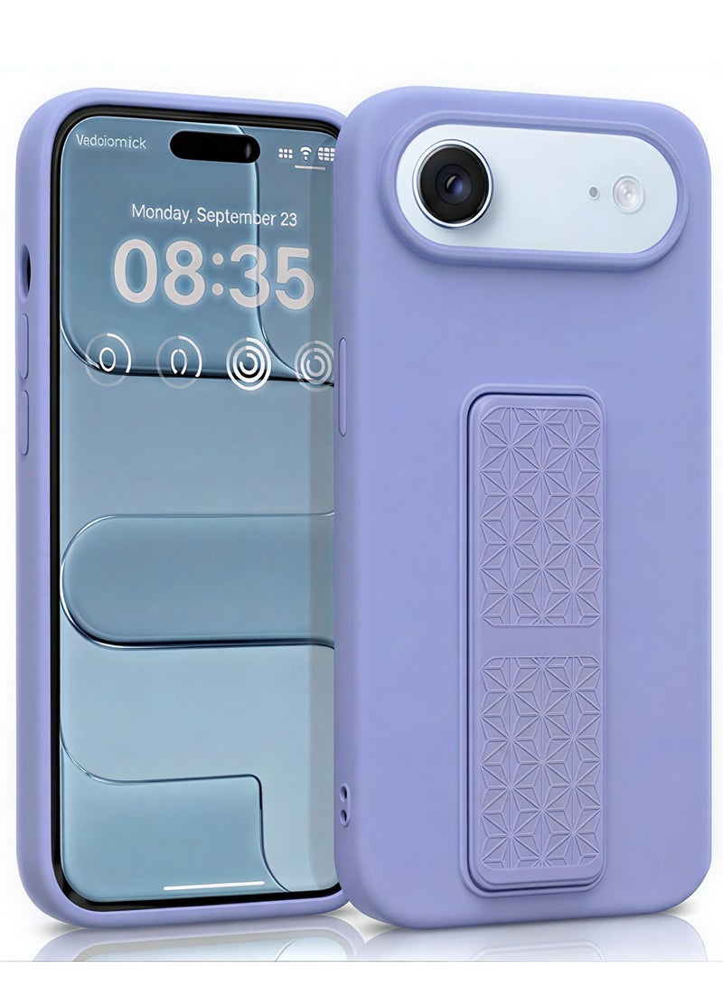 iPhone 17 Air Silicone Case with Design Grip Strap & Kickstand Soft Cover For iPhone 17 Air Vertical & Horizontal Stand Full Camera Protection Case For iPhone 17 Air 6.5-inch - Image 1