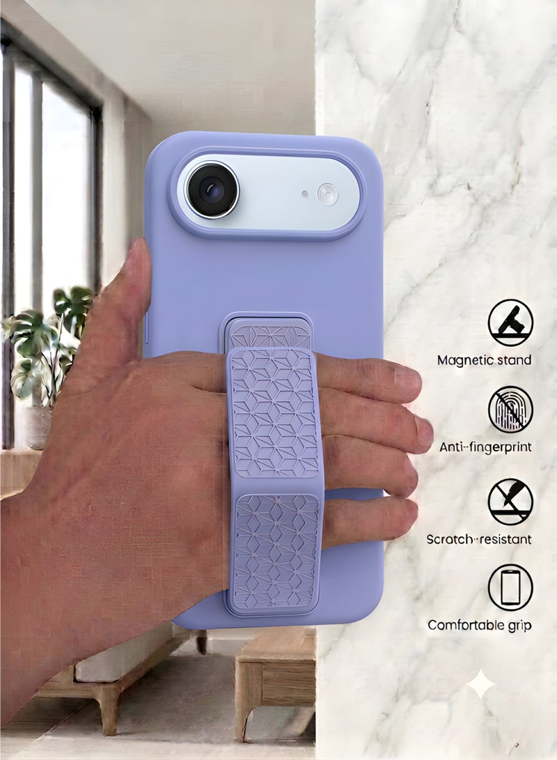 iPhone 17 Air Silicone Case with Design Grip Strap & Kickstand Soft Cover For iPhone 17 Air Vertical & Horizontal Stand Full Camera Protection Case For iPhone 17 Air 6.5-inch - Image 3