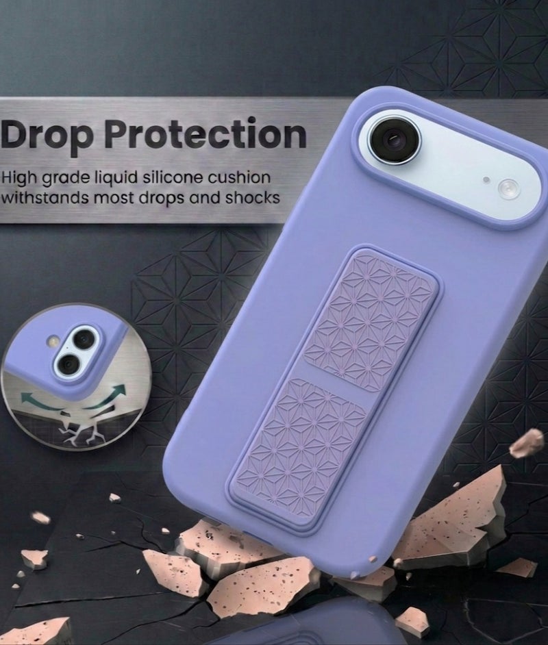 iPhone 17 Air Silicone Case with Design Grip Strap & Kickstand Soft Cover For iPhone 17 Air Vertical & Horizontal Stand Full Camera Protection Case For iPhone 17 Air 6.5-inch - Image 4