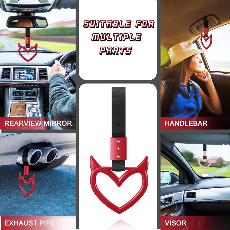 Fabbay 2 Pieces Heart Handle Keychains Car Accessory Heart Hand Strap Drift Charm for Car Interior Exterior Decoration(Red,Devil Style) - Image 5