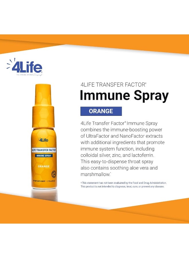 4Life Transfer Factor Immune Spray - Immunity with Zinc, Marshmallow Root Extract, and Colloidal Silver - Orange Flavor - 1.7 oz - Image 2