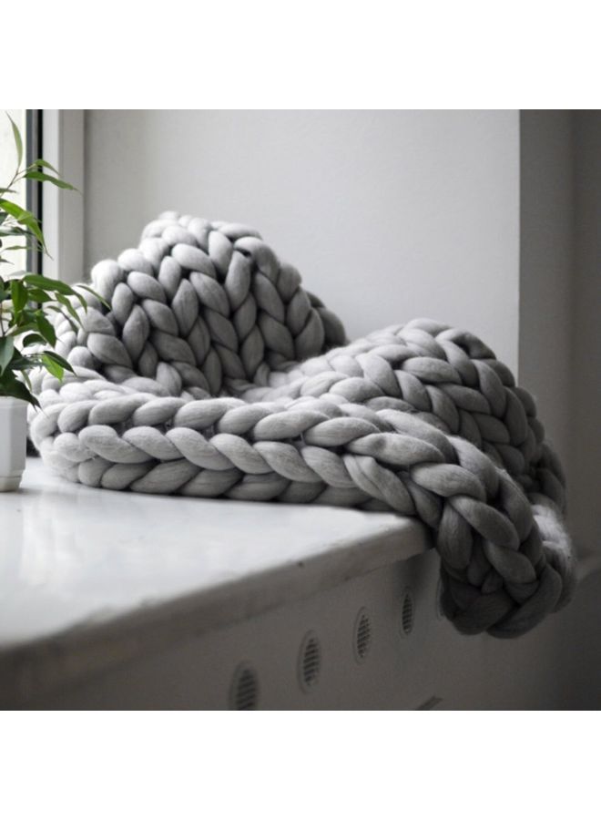 NIBEMINENT Giant Yarn Knitted Manual Weaving Blanket Acrylic Grey - Image 1